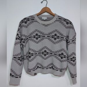 Simply Southern Gray Aztec Southwestern Knit Sweater, Women's XL